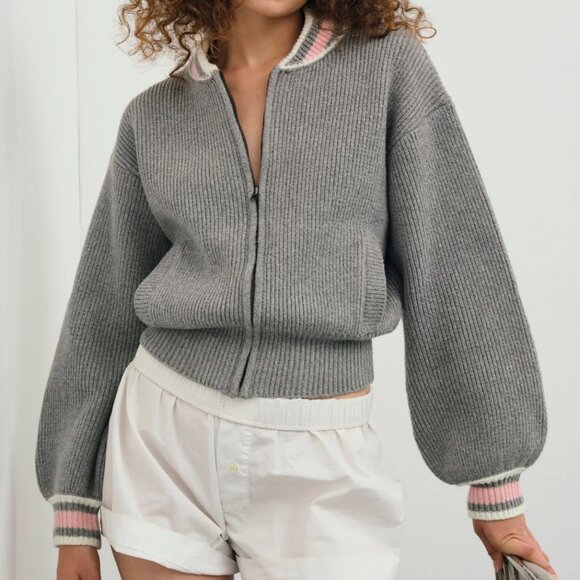 NEW FOR LOVE AND LEMONS PETRA KNIT BOMBER STYLE JACKET SIZE XS